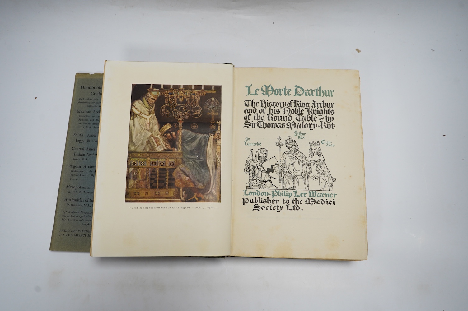 Malory, Sir Thomas - Le Morte Darthur: the history of King Arthur and of his Noble Knights of the Round Table. (new edition), 2 vols. 36 coloured plates (by W. Russell Flint); publisher's gilt decorated cloth and d/wrapp